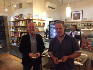 With author Sebastian Junger, at Pass Books/Cat Island Coffeeshop on Feb. 4, 2017